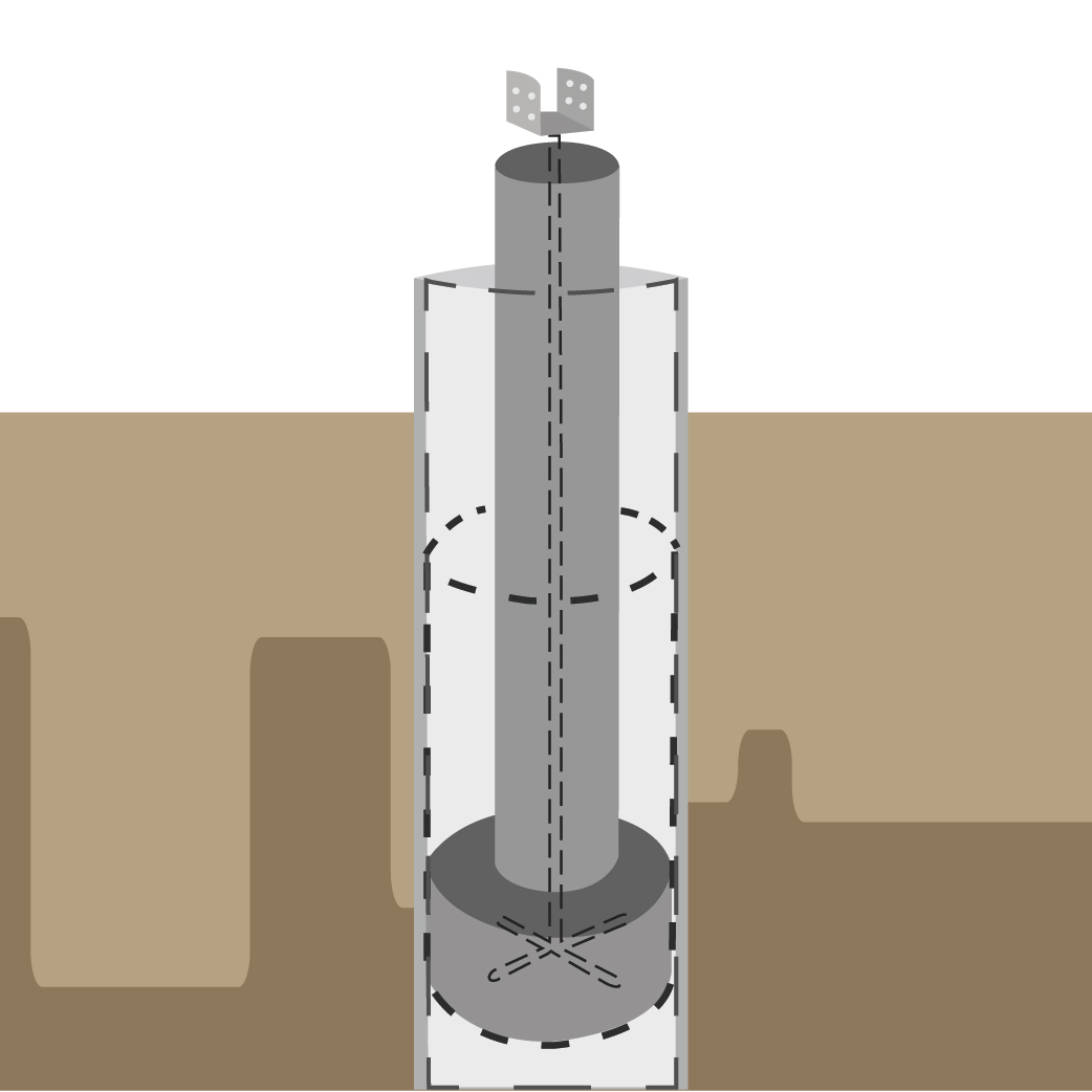 illustration of poured concrete pier before concrete is poured