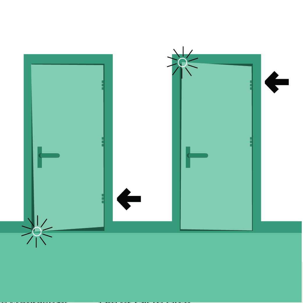 illustration of doors that won't shut properly