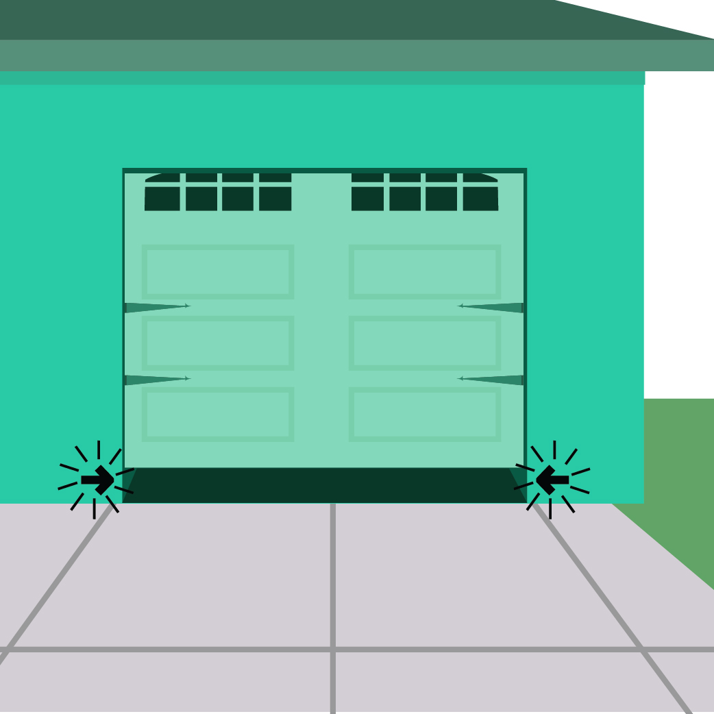 Illustration showing a gap at the bottom of the garage door opening where the door won't close all the way