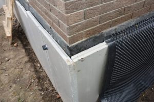 Corner of a foundation under repair