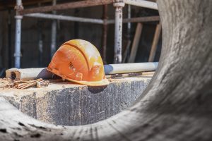 Hard hat at a construction site